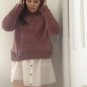 Grape chenille turtleneck sweater